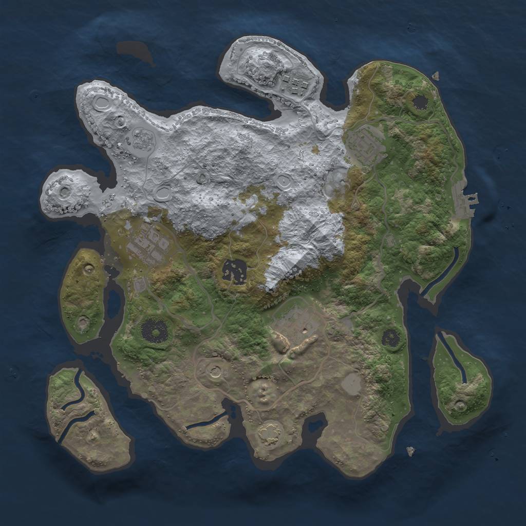 Rust Map: Procedural Map, Size: 3000, Seed: 1075627386, 12 Monuments