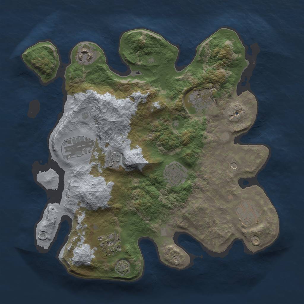 Rust Map: Barren, Size: 3000, Seed: 252336771, 11 Monuments