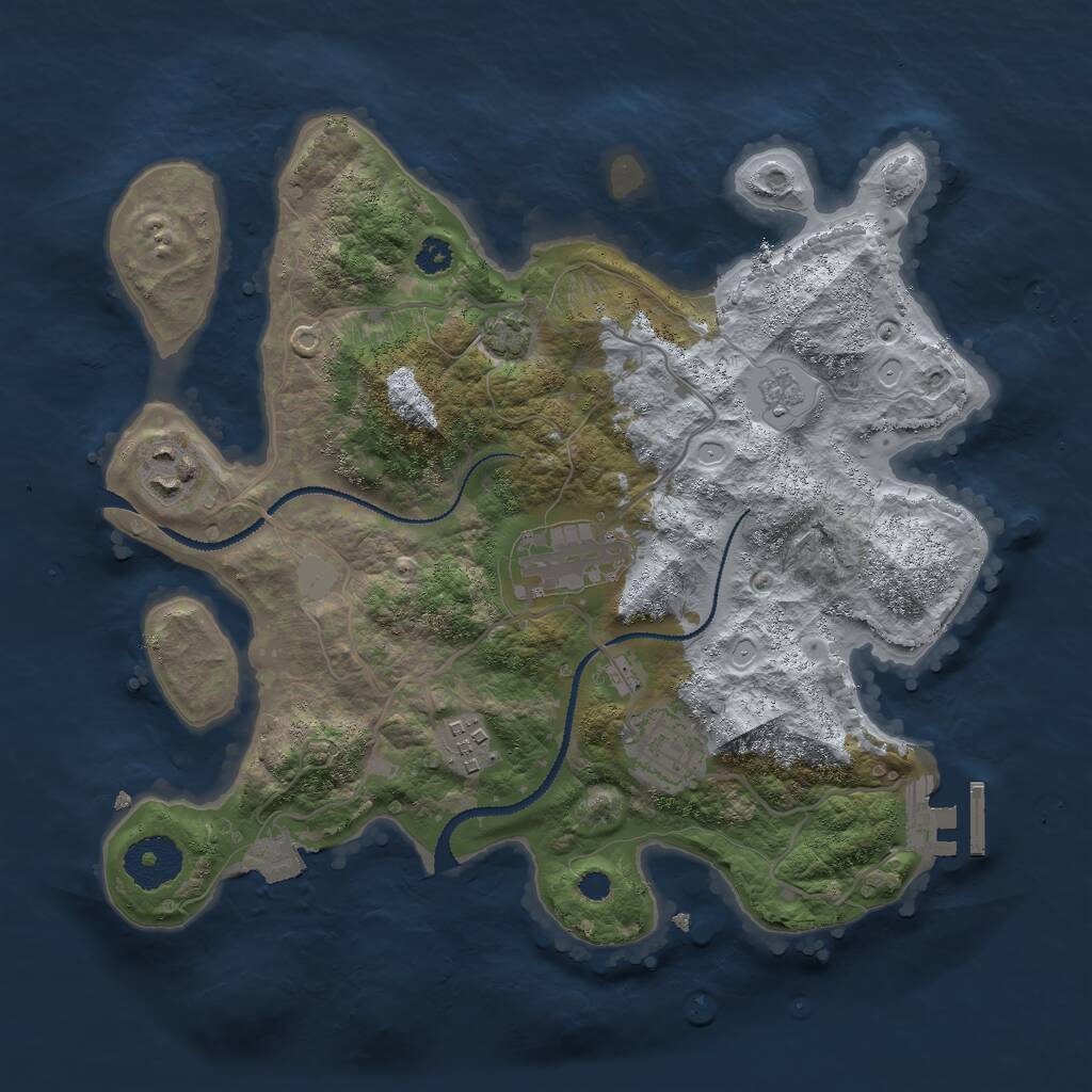 Rust Map: Procedural Map, Size: 3000, Seed: 3093, 8 Monuments