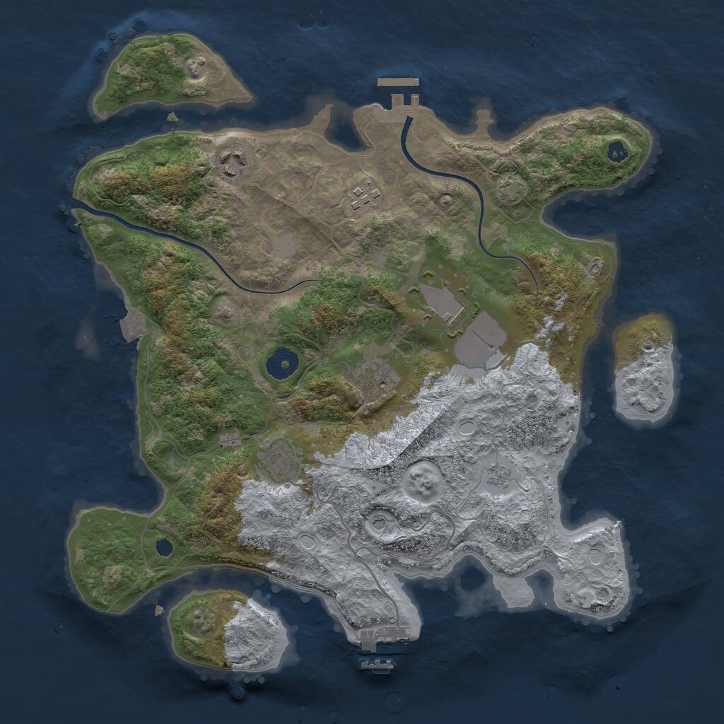 Rust Map: Procedural Map, Size: 3500, Seed: 73083195, 11 Monuments