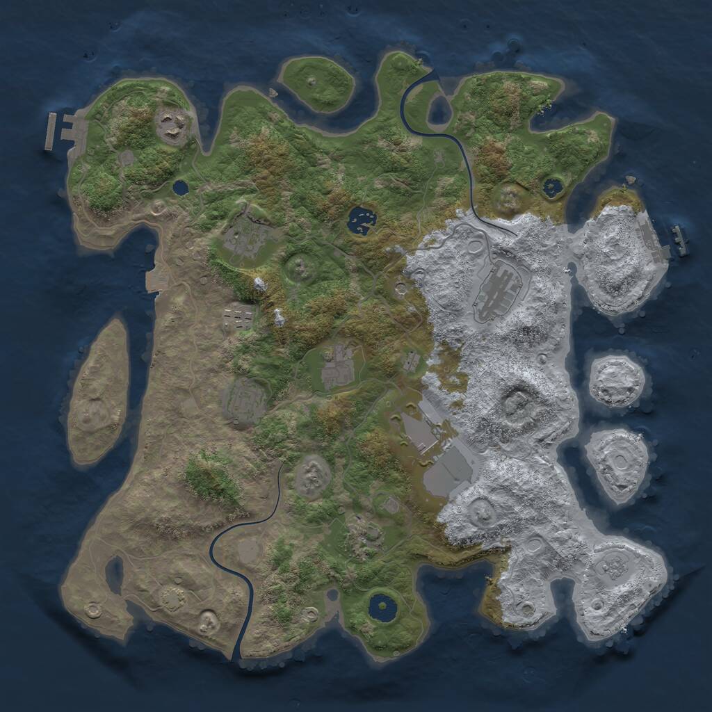 Rust Map: Procedural Map, Size: 3800, Seed: 32752207, 15 Monuments