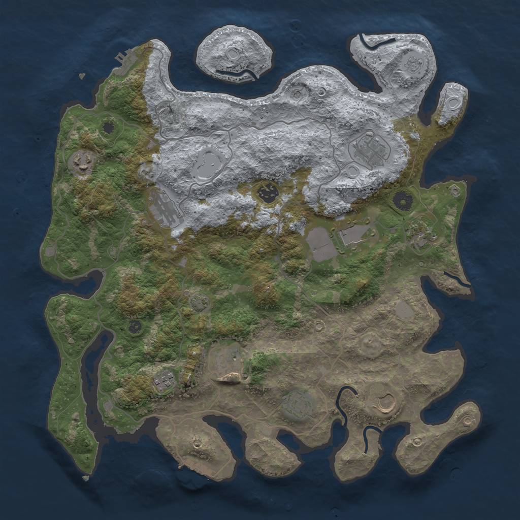 Rust Map: Procedural Map, Size: 4000, Seed: 939262878, 18 Monuments