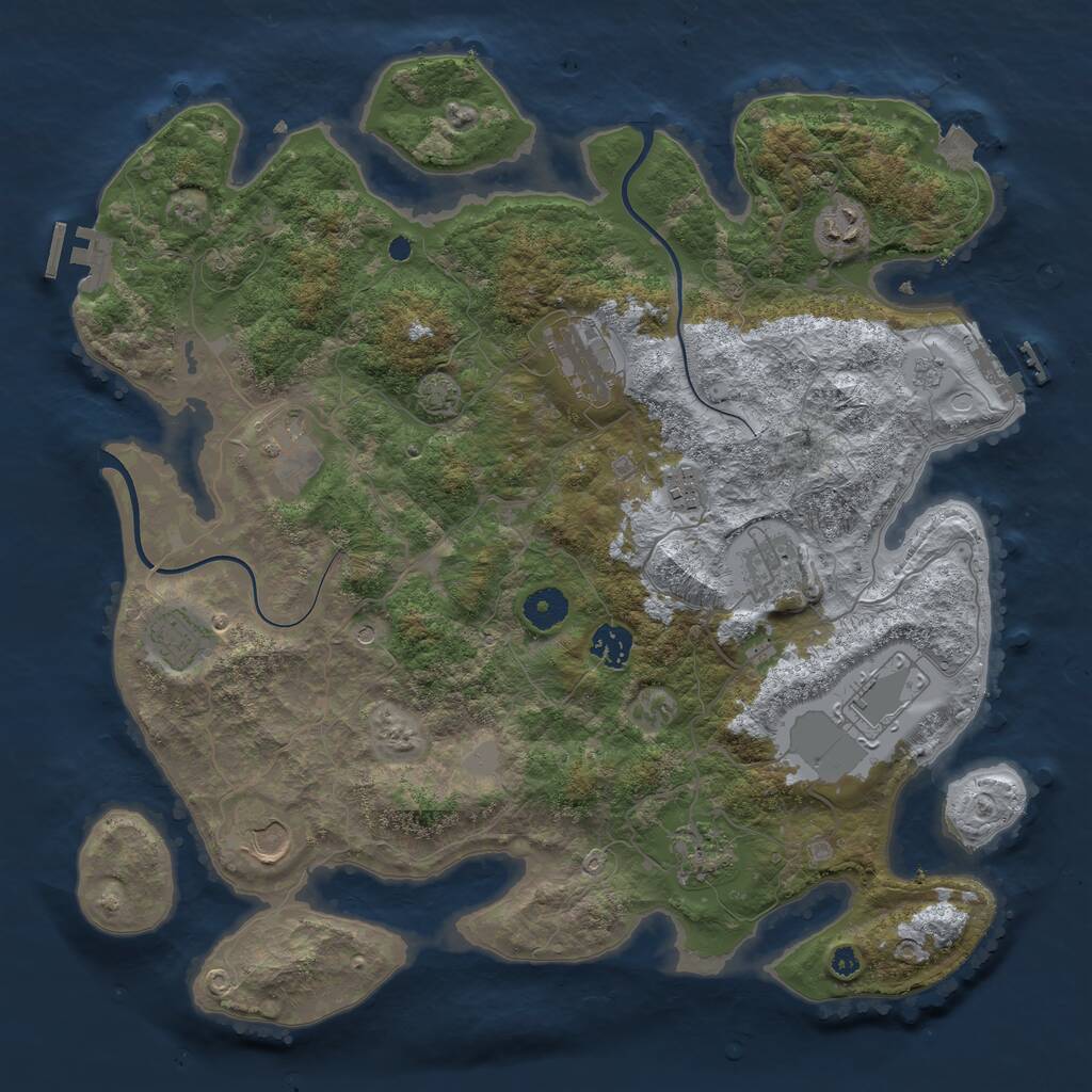 Rust Map: Procedural Map, Size: 3900, Seed: 34104659, 16 Monuments