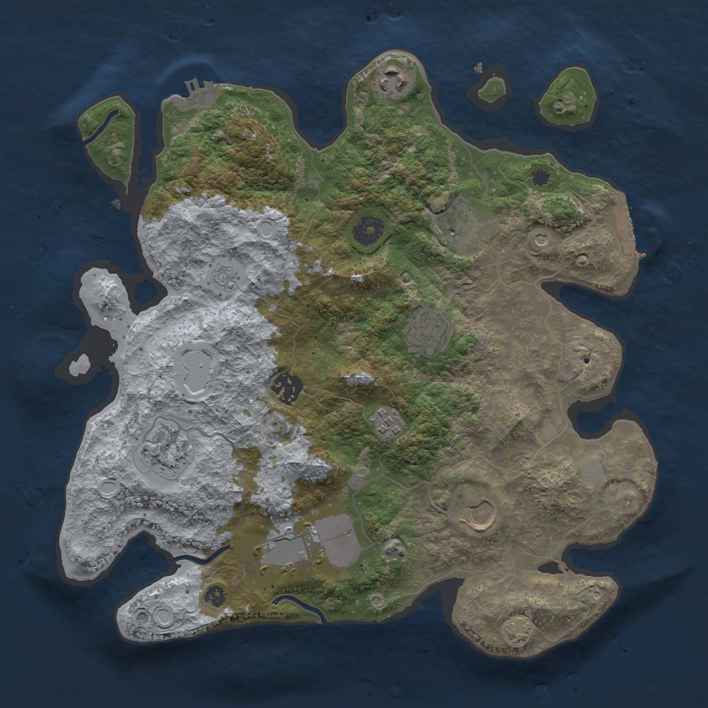 Rust Map: Procedural Map, Size: 3500, Seed: 2767412, 16 Monuments