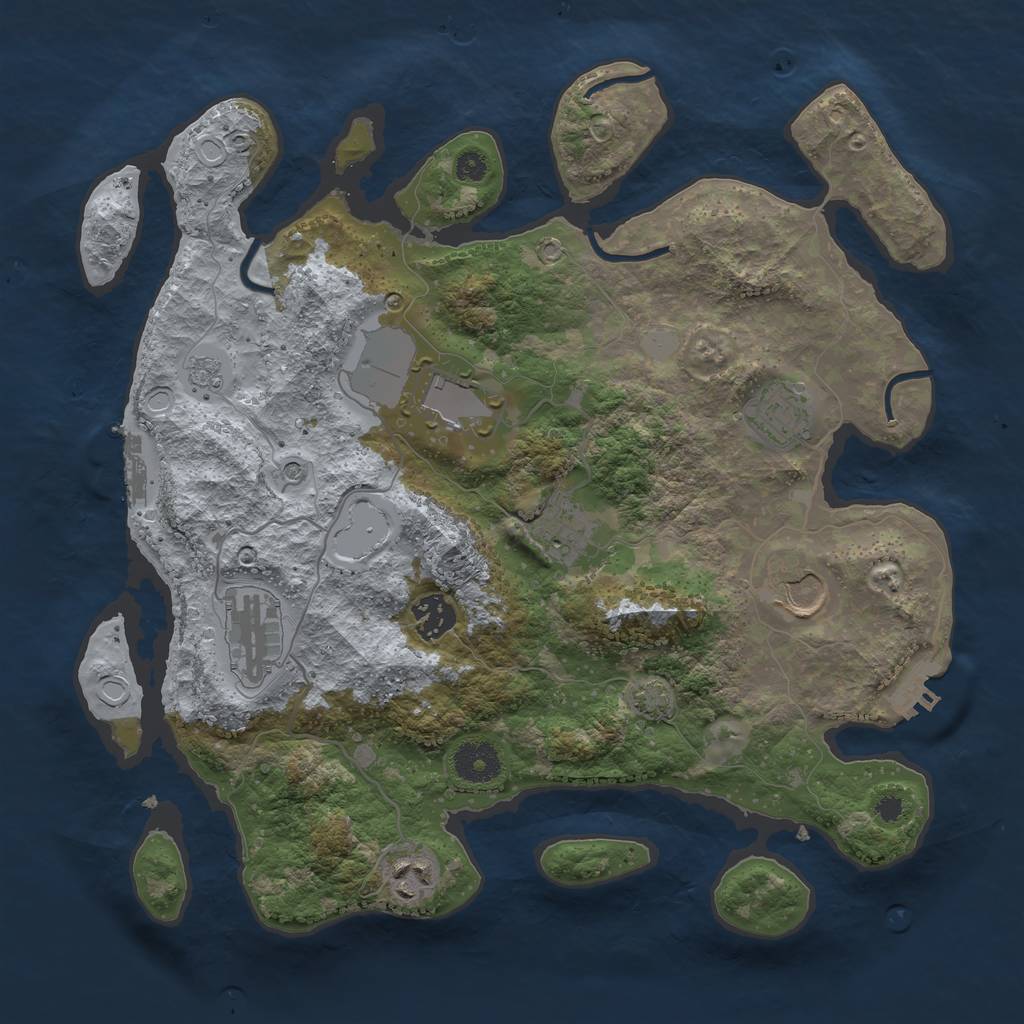 Rust Map: Procedural Map, Size: 3500, Seed: 412642559, 15 Monuments