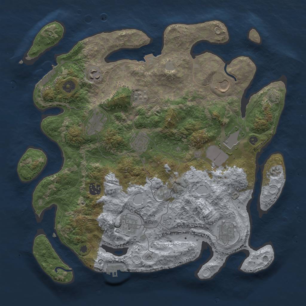 Rust Map: Procedural Map, Size: 3700, Seed: 66591222, 17 Monuments