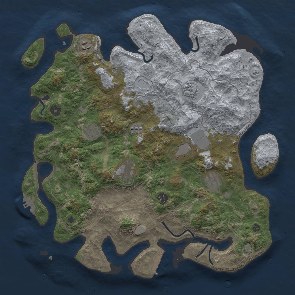 Rust Map: Procedural Map, Size: 4000, Seed: 5069, 16 Monuments