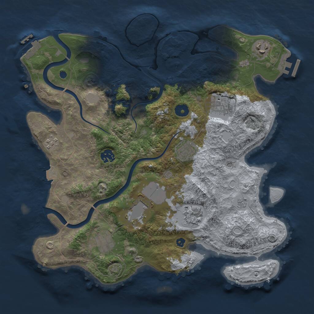 Rust Map: Procedural Map, Size: 3500, Seed: 904298, 14 Monuments