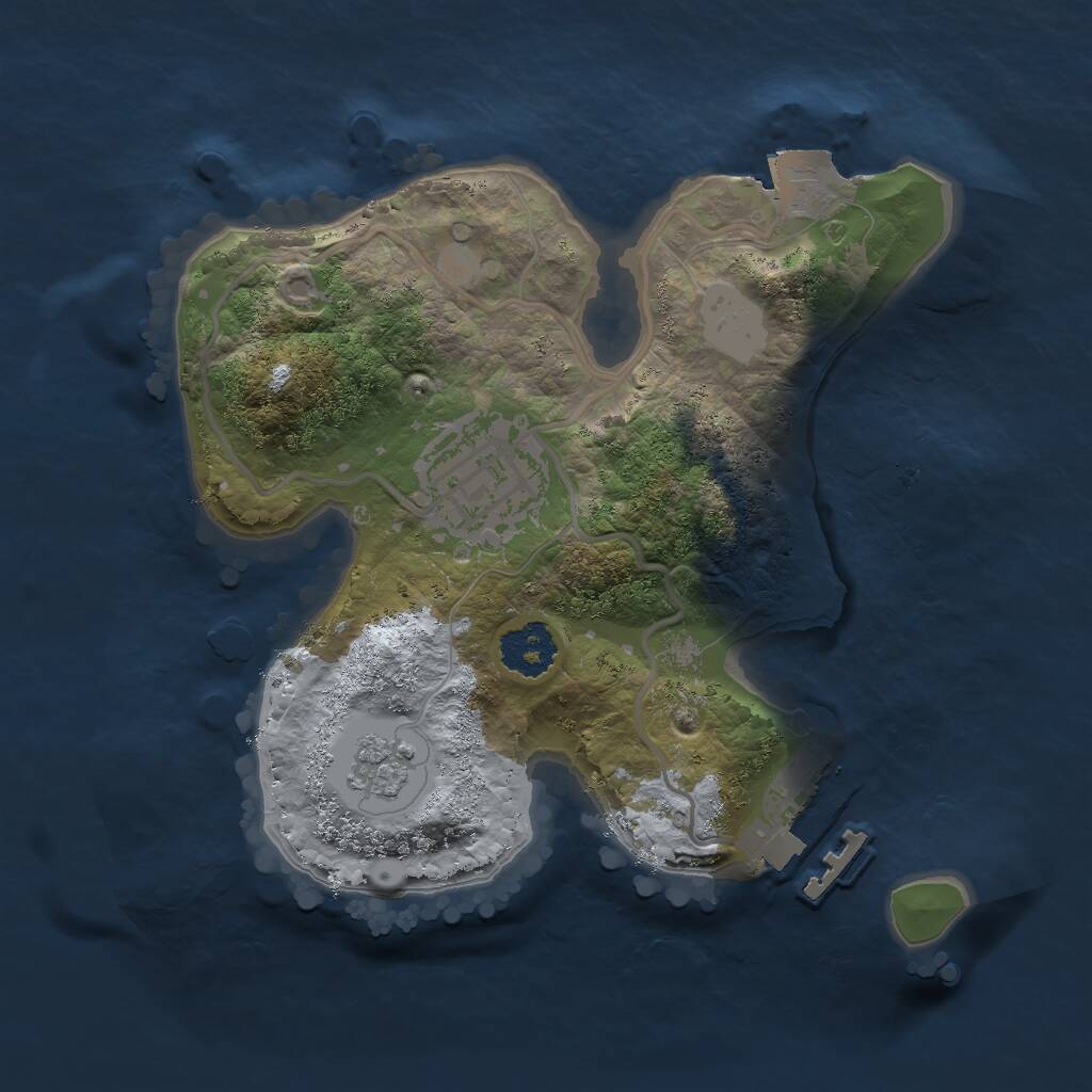Rust Map: Procedural Map, Size: 2000, Seed: 4555, 4 Monuments