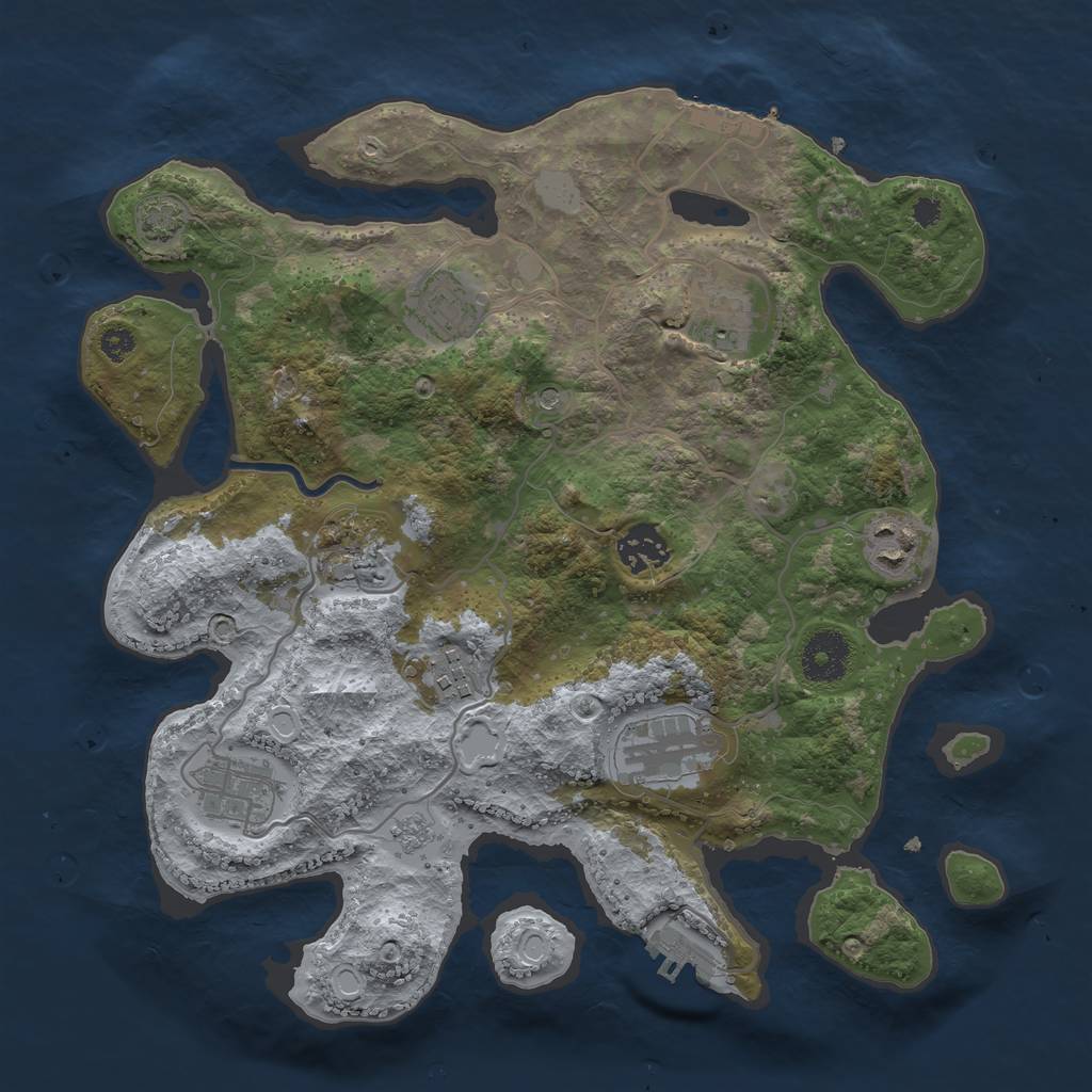 Rust Map: Procedural Map, Size: 3300, Seed: 1876008877, 16 Monuments