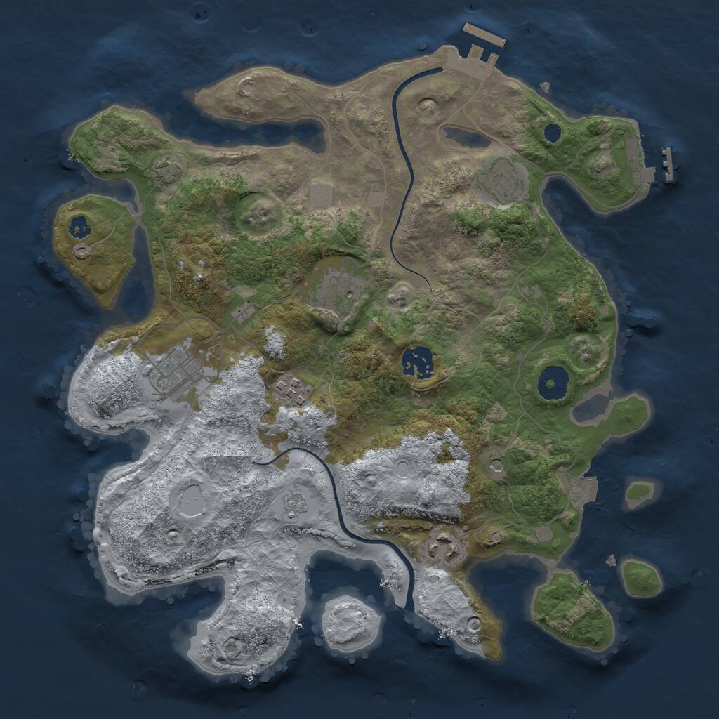 Rust Map: Procedural Map, Size: 3300, Seed: 1876008877, 12 Monuments