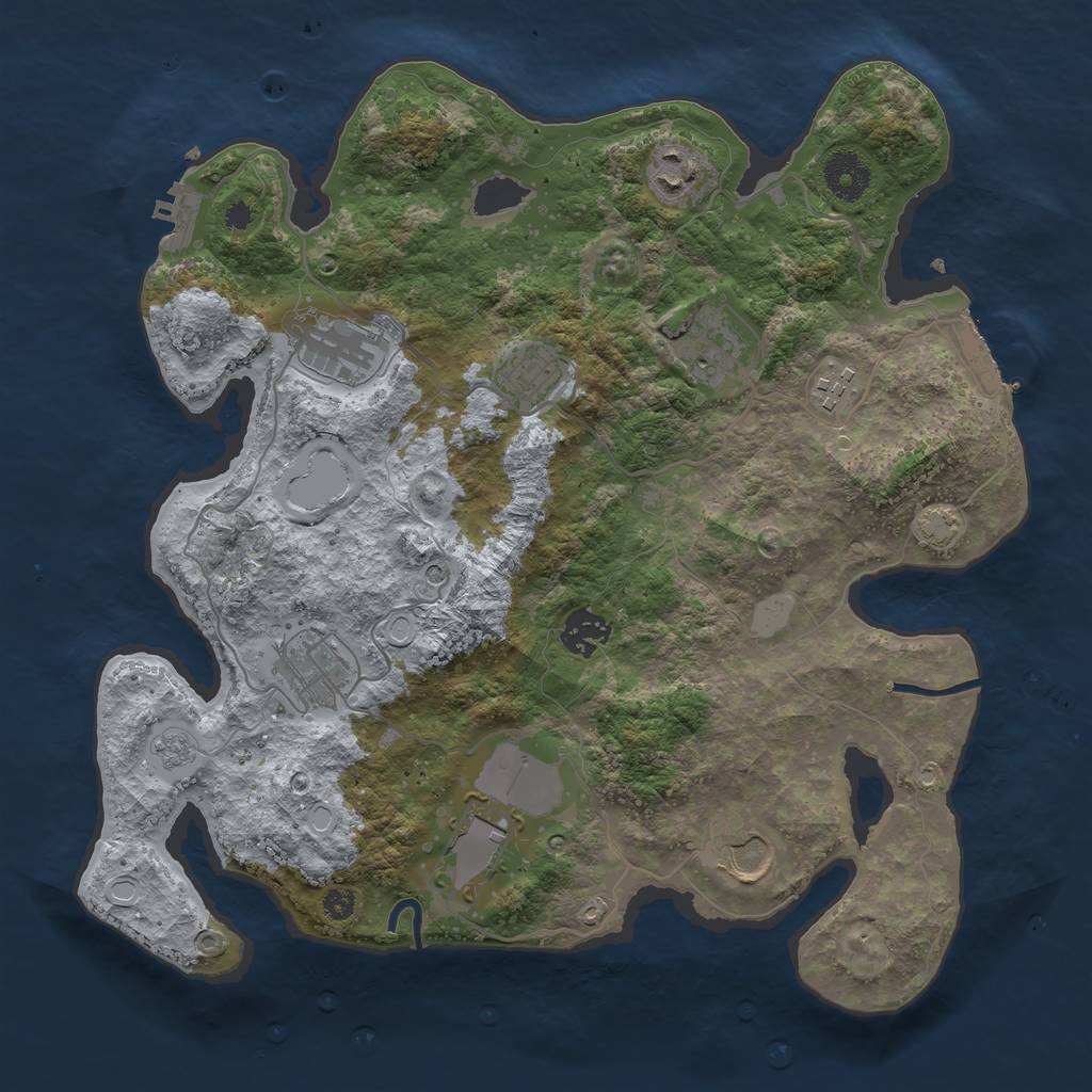 Rust Map: Procedural Map, Size: 3500, Seed: 1014590756, 17 Monuments
