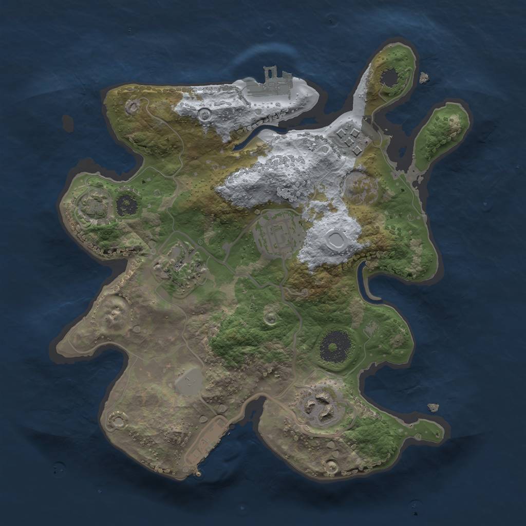 Rust Map: Procedural Map, Size: 2500, Seed: 480388563, 10 Monuments