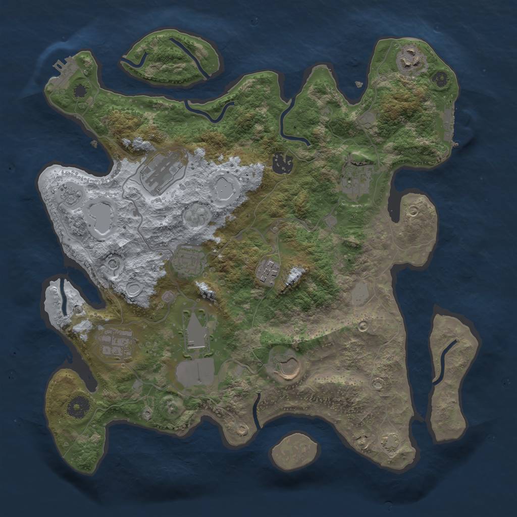 Rust Map: Procedural Map, Size: 3500, Seed: 1055944471, 17 Monuments