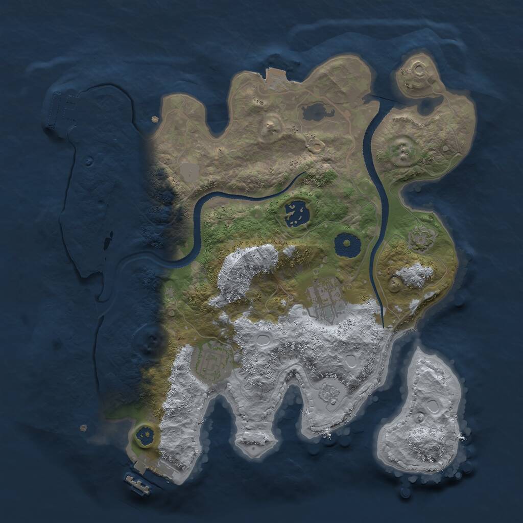 Rust Map: Procedural Map, Size: 3000, Seed: 2071498396, 8 Monuments