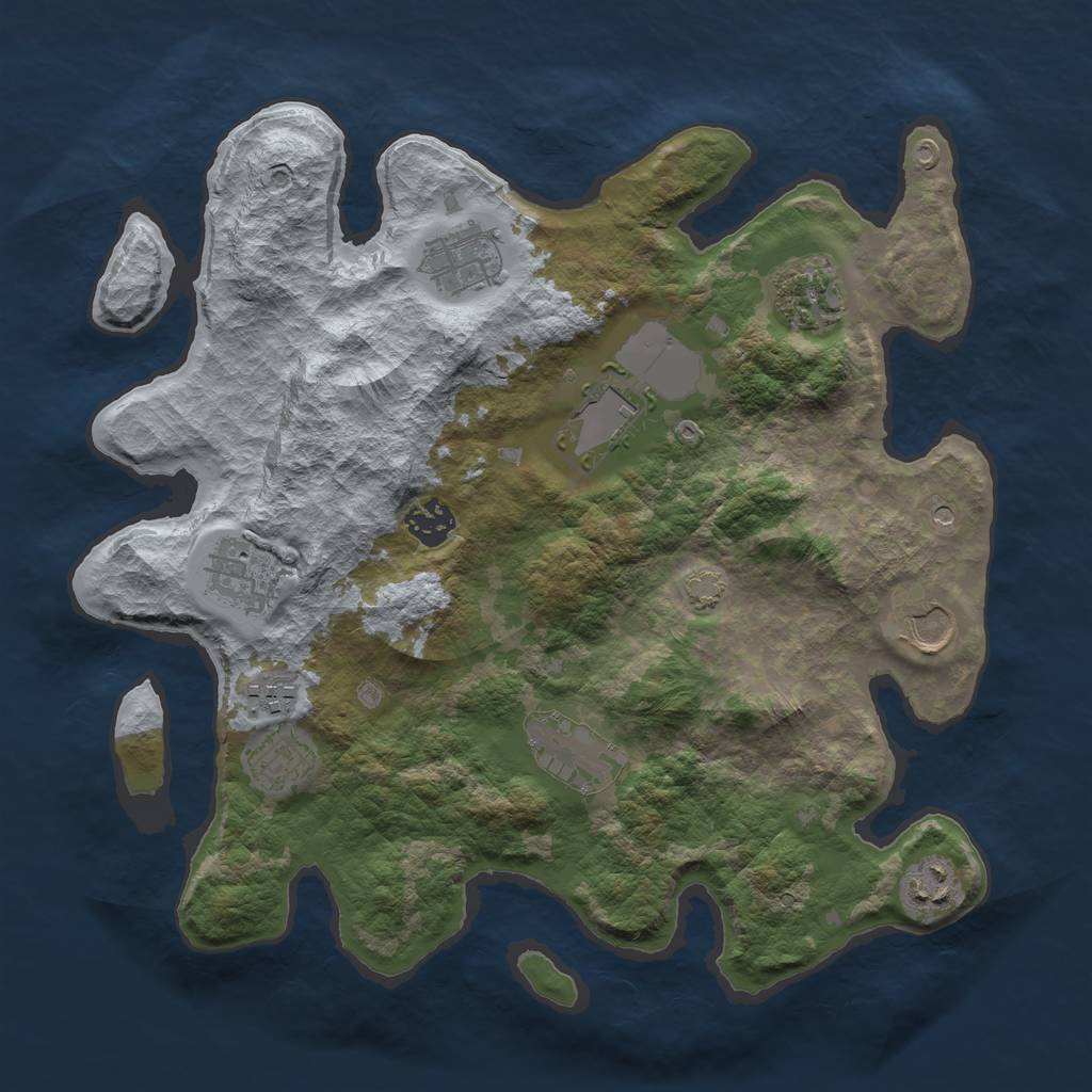 Rust Map: Barren, Size: 3500, Seed: 89067565, 14 Monuments