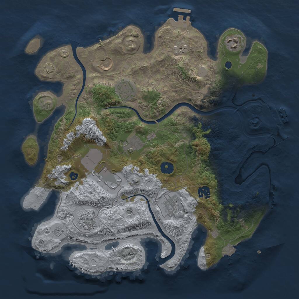 Rust Map: Procedural Map, Size: 3500, Seed: 836074949, 15 Monuments