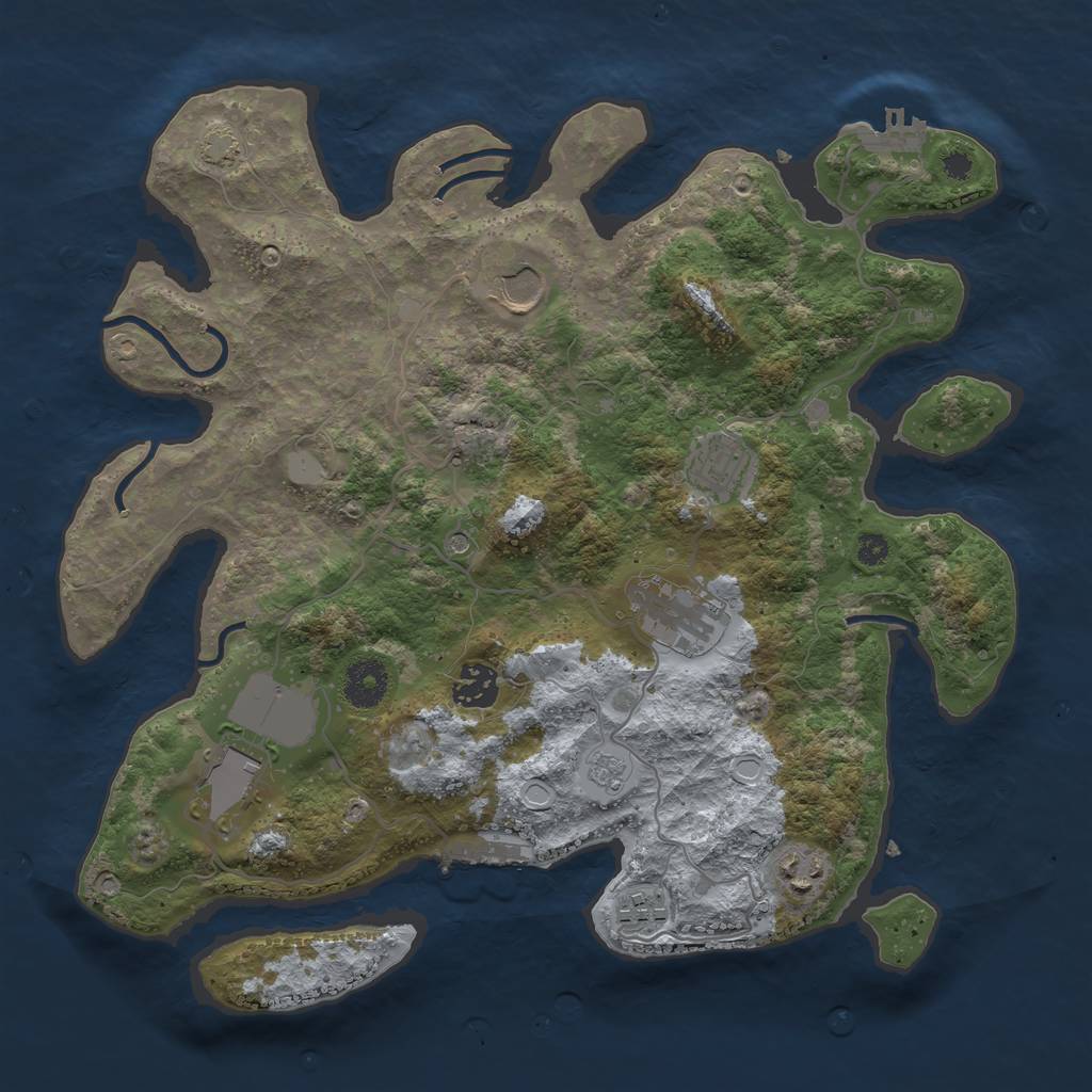 Rust Map: Procedural Map, Size: 3500, Seed: 82651525, 15 Monuments