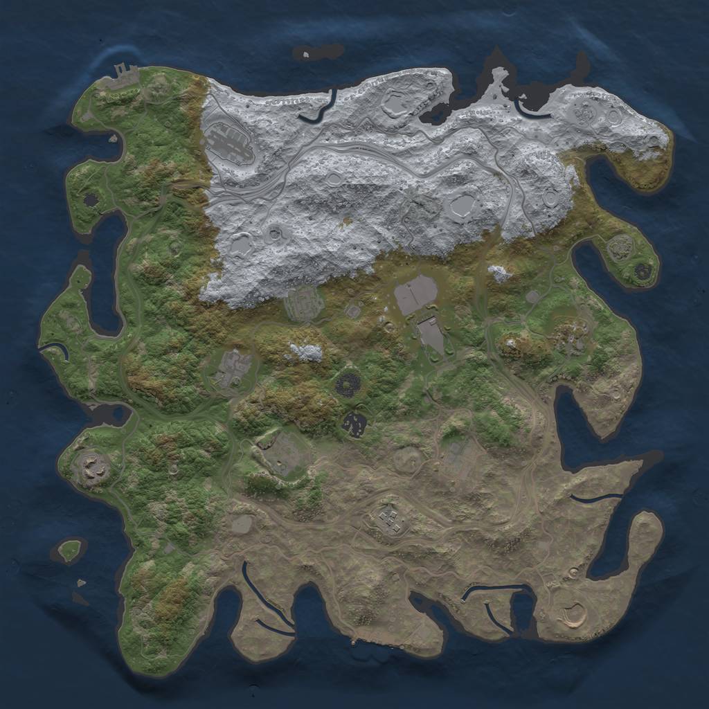 Rust Map: Procedural Map, Size: 4300, Seed: 56196606, 19 Monuments
