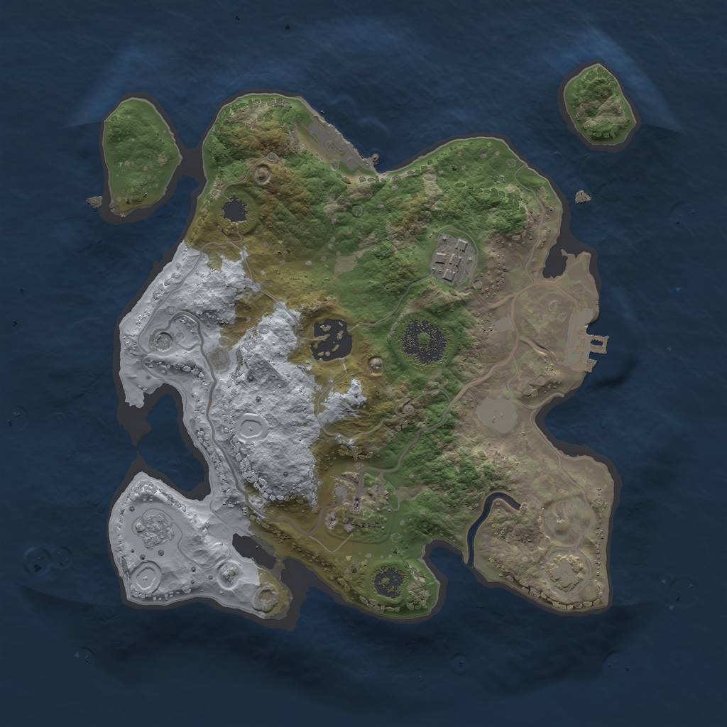 Rust Map: Procedural Map, Size: 2500, Seed: 1808716681, 11 Monuments