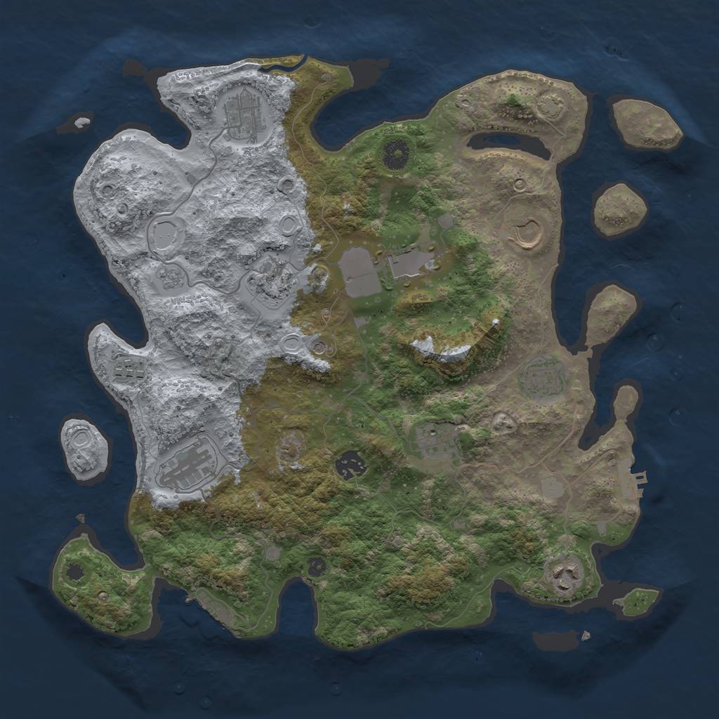 Rust Map: Procedural Map, Size: 3750, Seed: 96333343, 18 Monuments