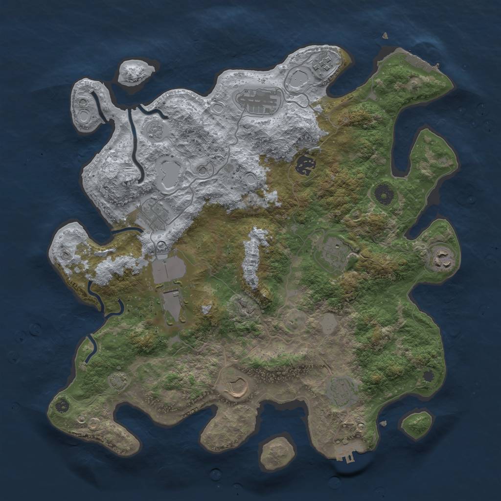 Rust Map: Procedural Map, Size: 3850, Seed: 37235870, 17 Monuments