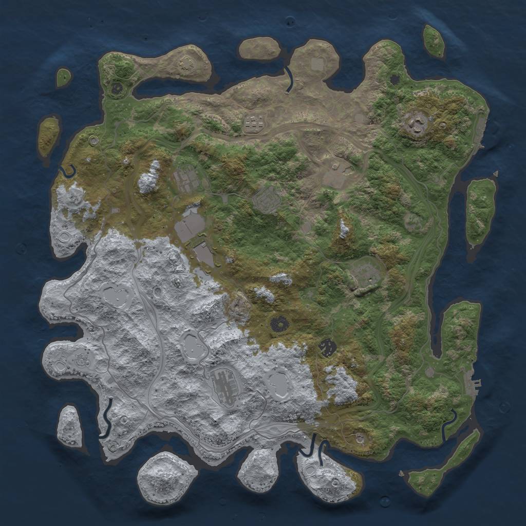 Rust Map: Procedural Map, Size: 4500, Seed: 535752110, 17 Monuments