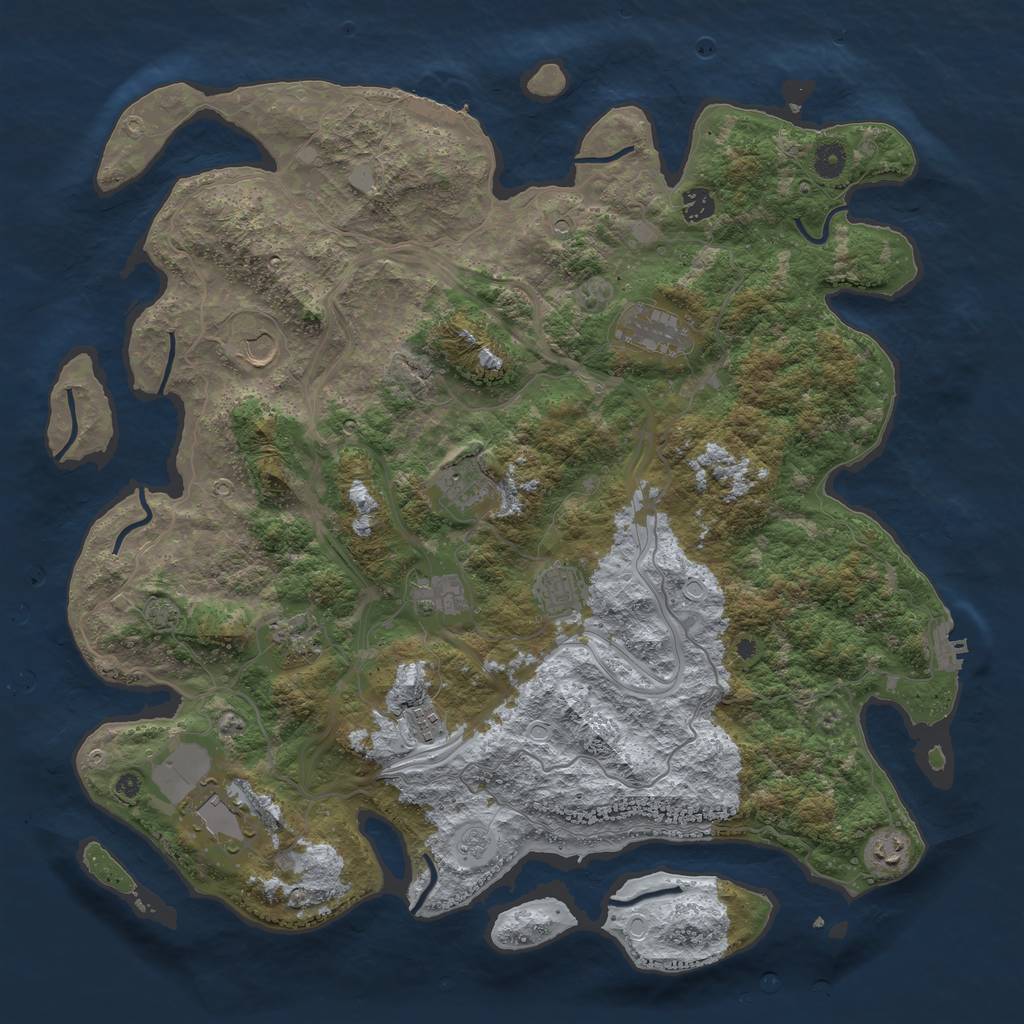 Rust Map: Procedural Map, Size: 4500, Seed: 1293438531, 18 Monuments