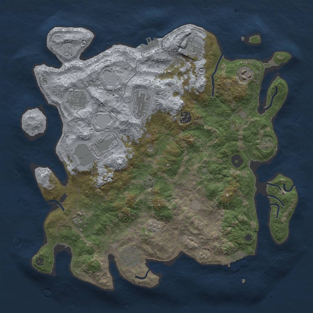 Rust Map: Procedural Map, Size: 3850, Seed: 39372506, 17 Monuments
