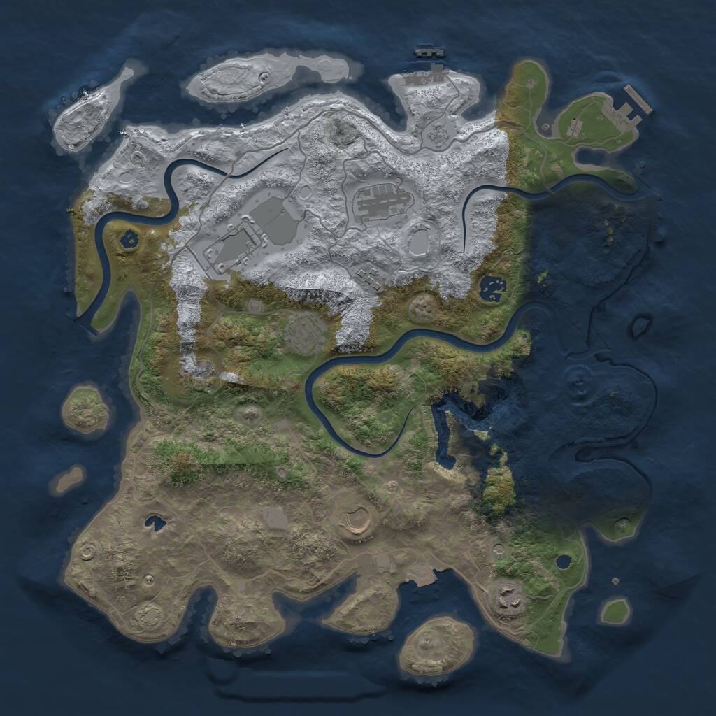 Rust Map: Procedural Map, Size: 4000, Seed: 1295624730, 14 Monuments