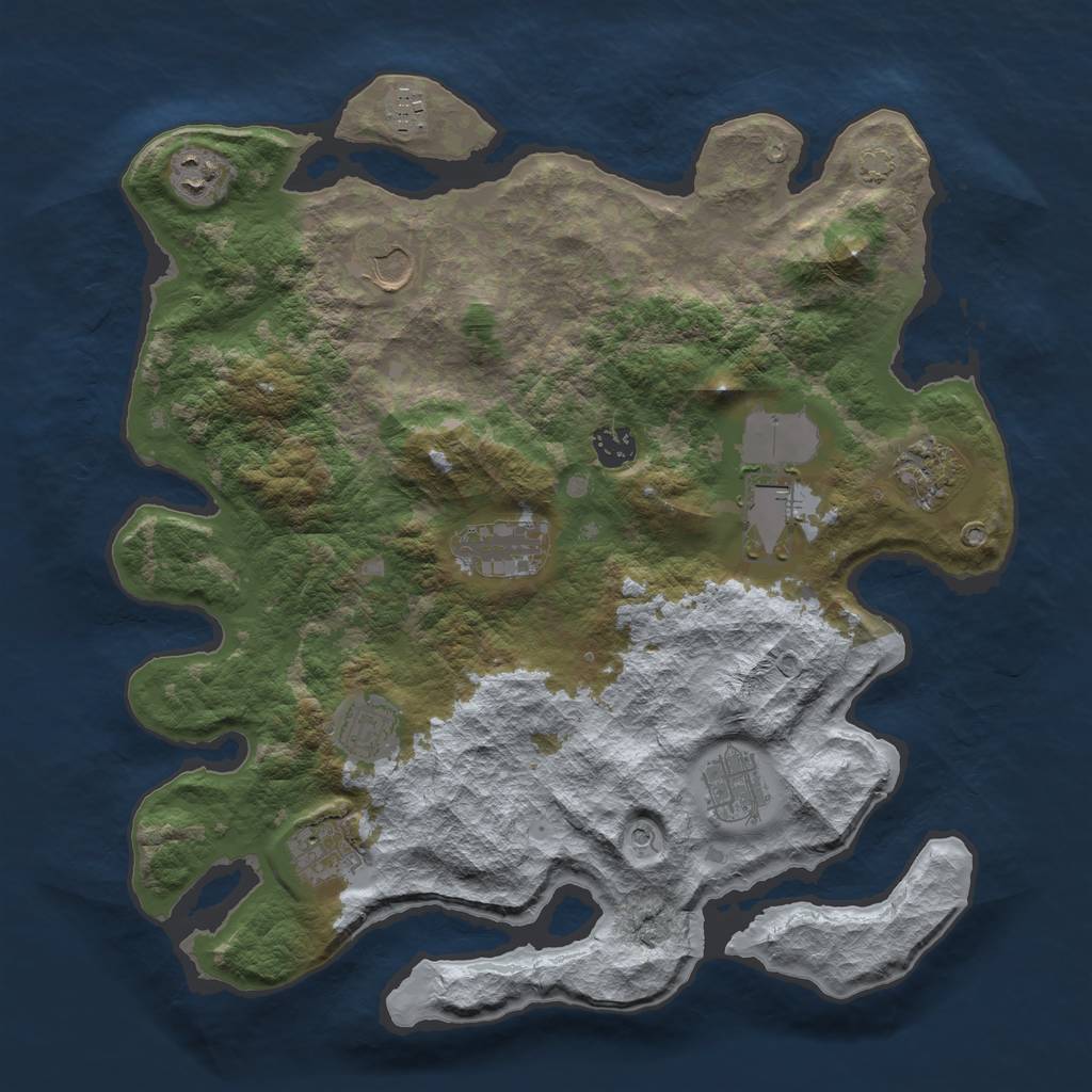 Rust Map: Barren, Size: 3800, Seed: 77417129, 14 Monuments