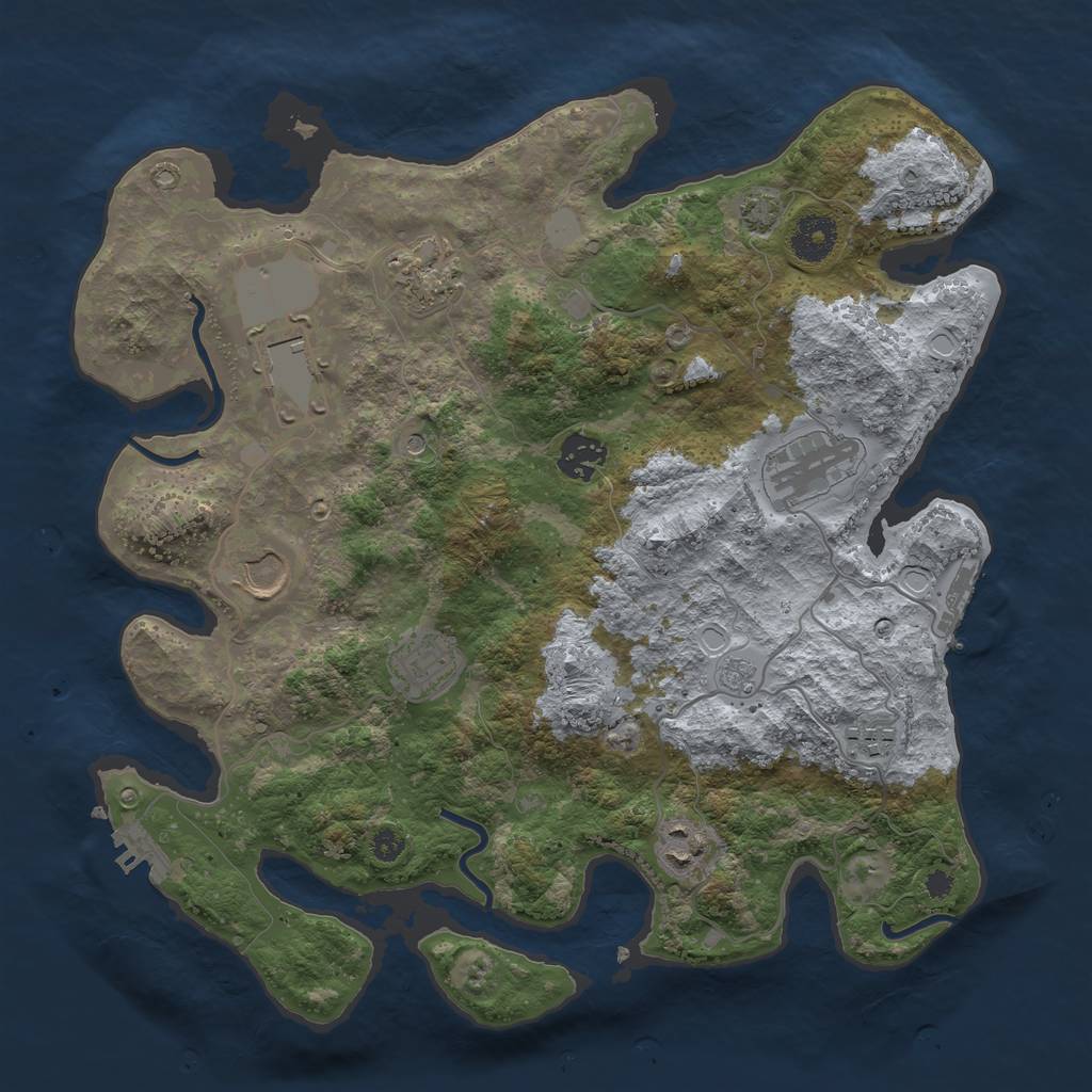 Rust Map: Procedural Map, Size: 3500, Seed: 1992355891, 16 Monuments
