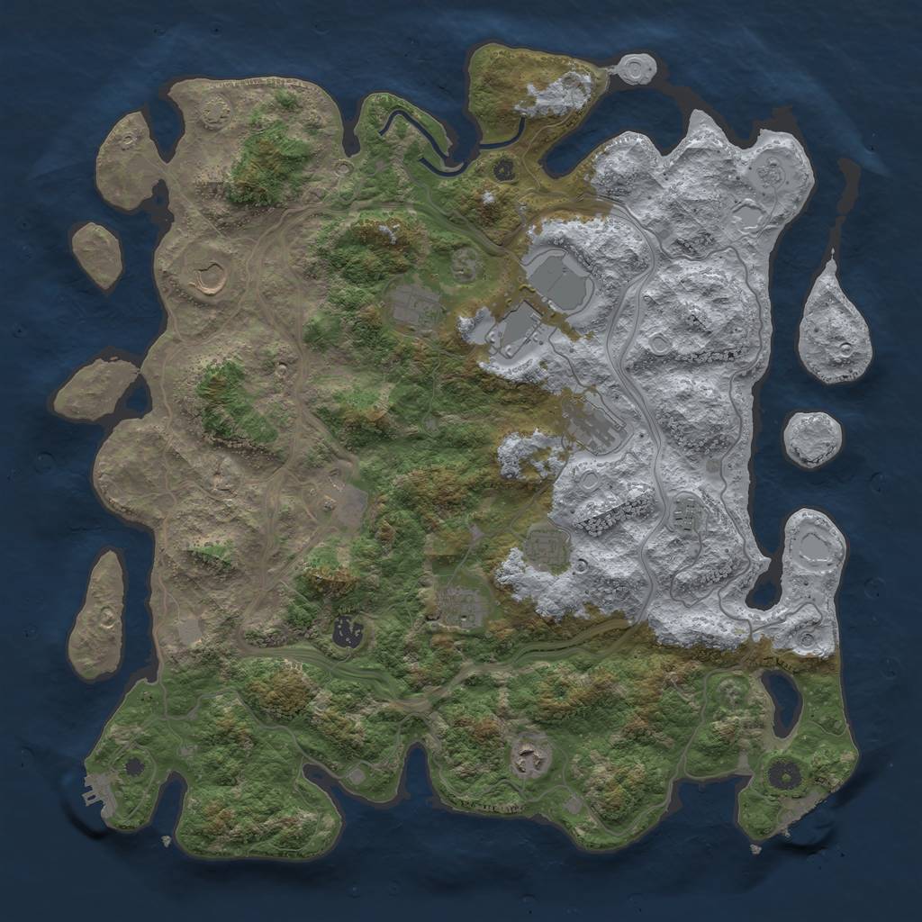 Rust Map: Procedural Map, Size: 4400, Seed: 91703548, 18 Monuments