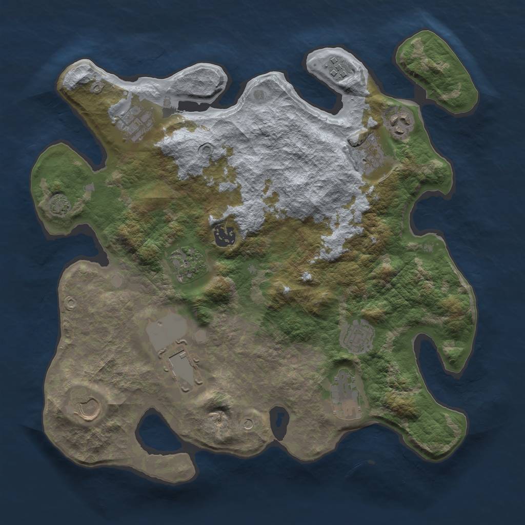 Rust Map: Barren, Size: 3500, Seed: 838048501, 14 Monuments