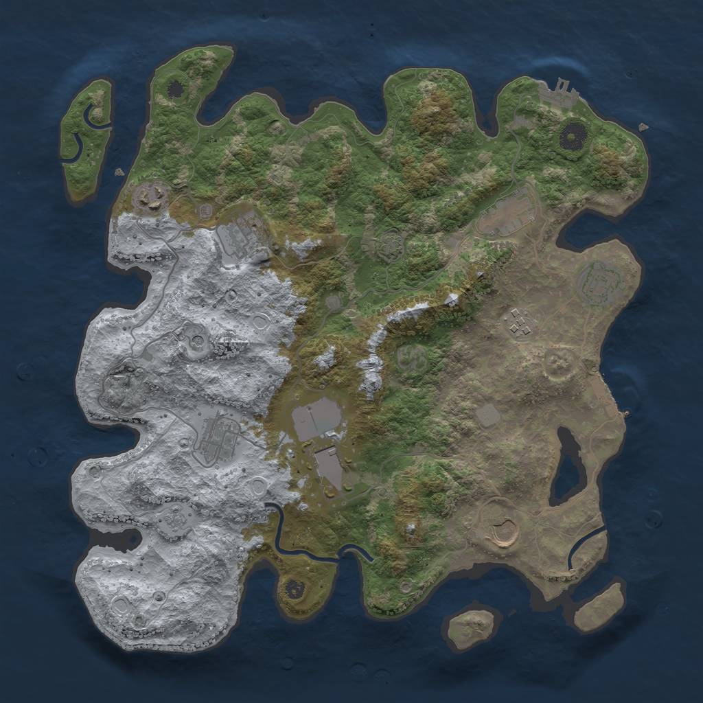 Rust Map: Procedural Map, Size: 3750, Seed: 2115428722, 16 Monuments