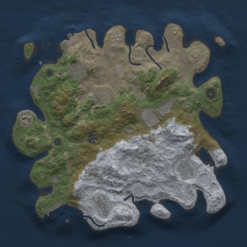 Rust Map: Procedural Map, Size: 3500, Seed: 23041610, 16 Monuments