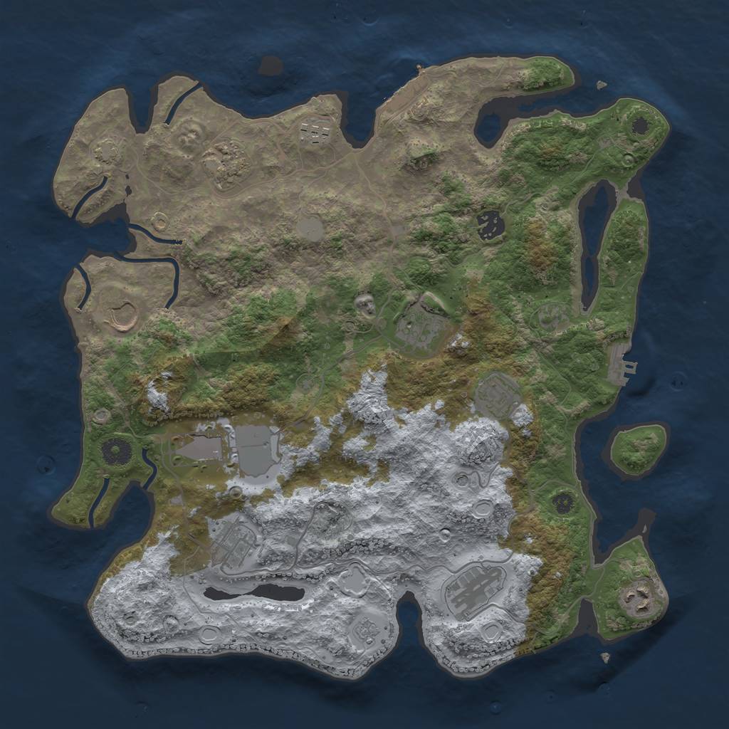 Rust Map: Procedural Map, Size: 3750, Seed: 643150782, 18 Monuments