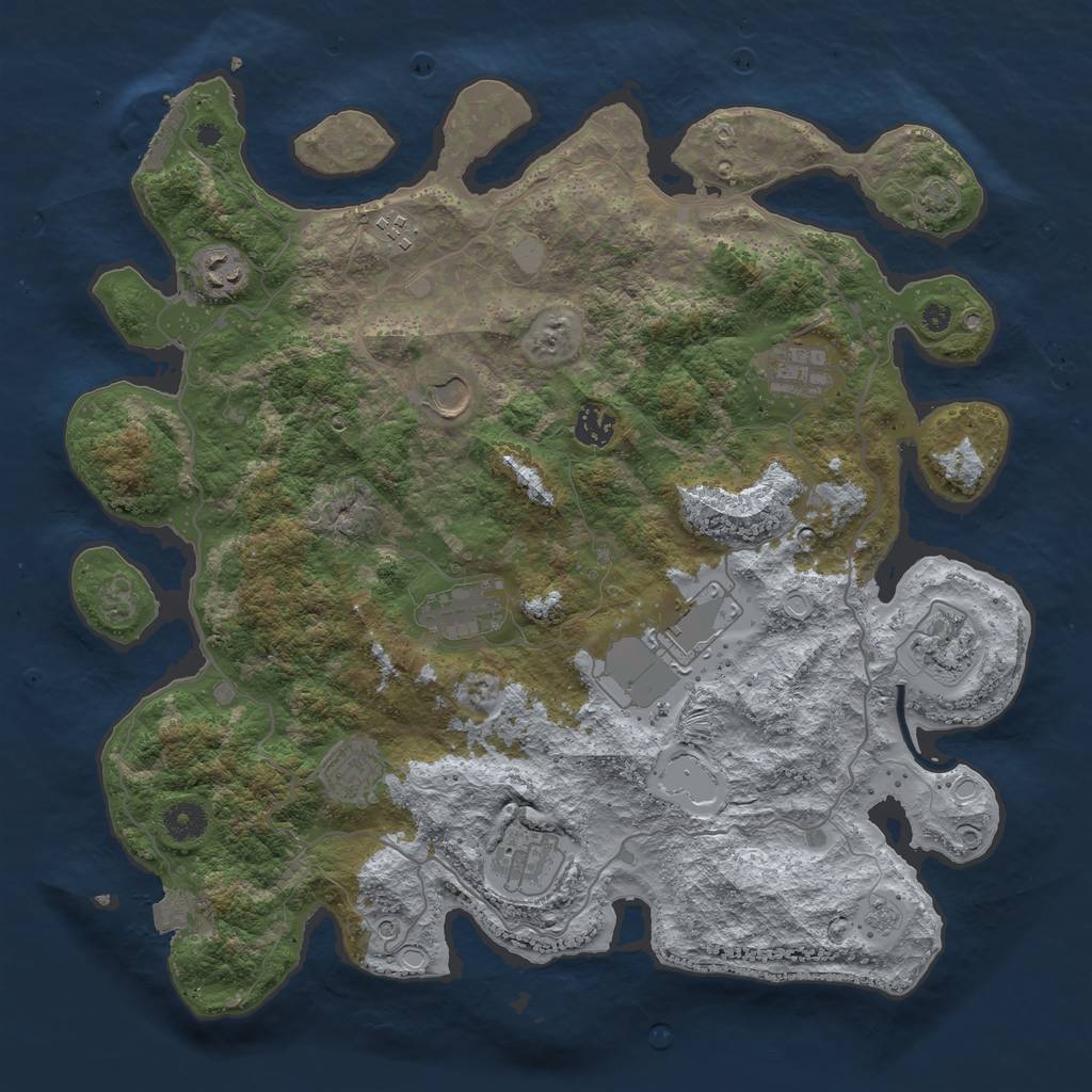 Rust Map: Procedural Map, Size: 4000, Seed: 1013010057, 17 Monuments