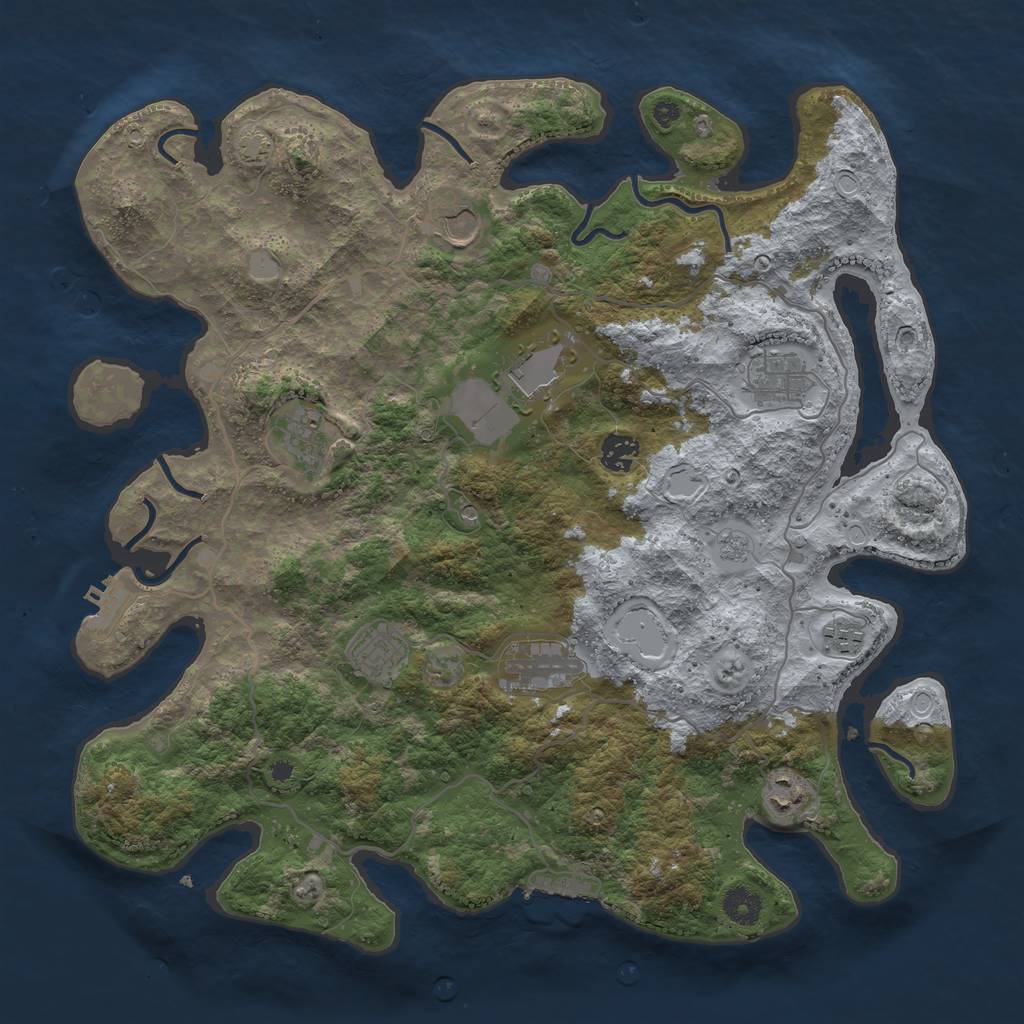 Rust Map: Procedural Map, Size: 4000, Seed: 342935880, 17 Monuments