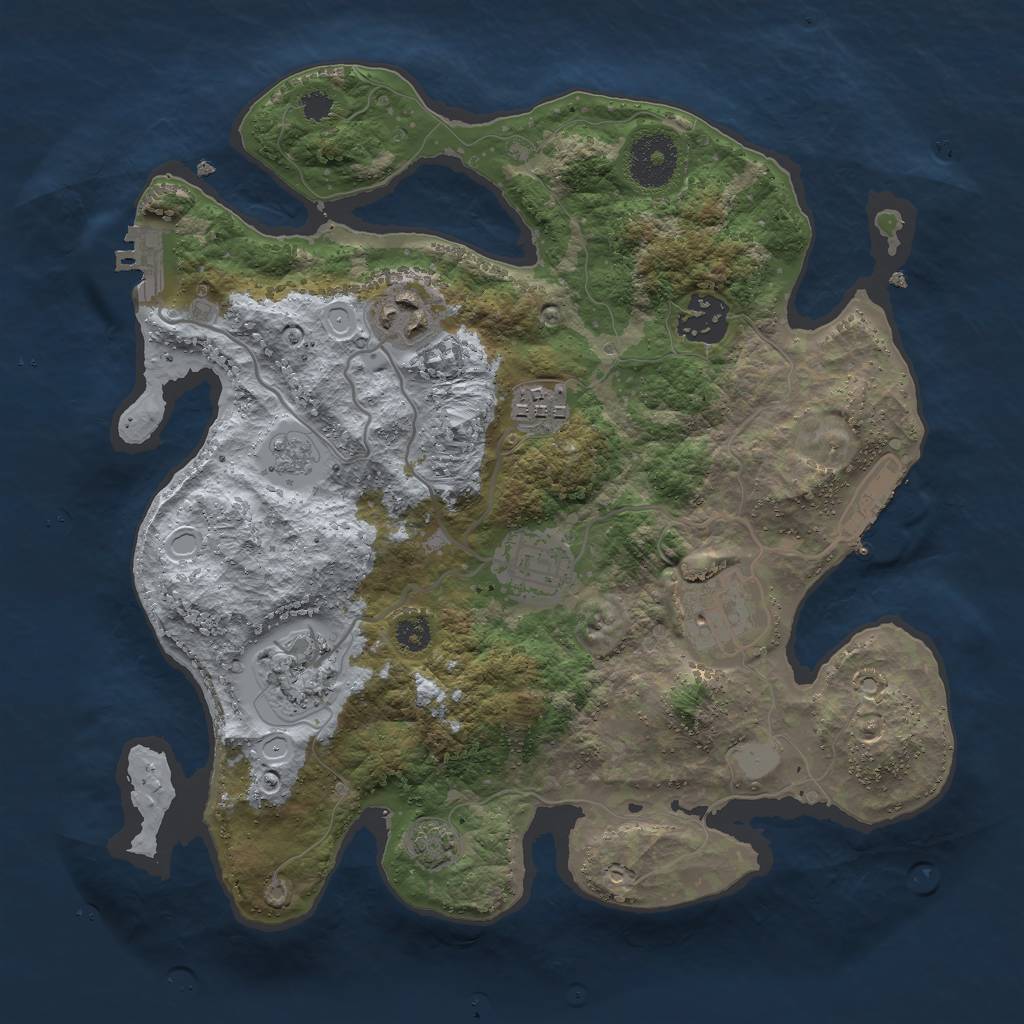 Rust Map: Procedural Map, Size: 3000, Seed: 2903761, 13 Monuments