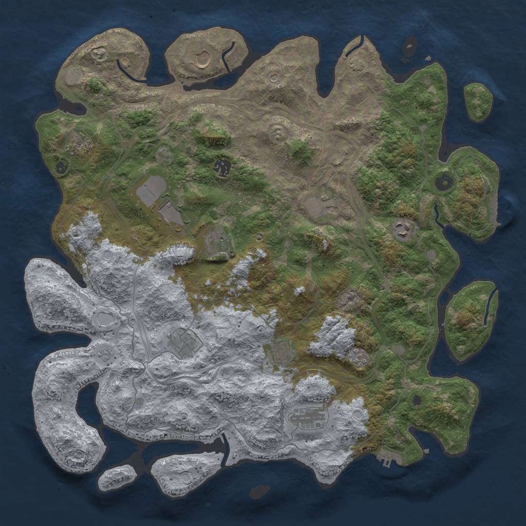 Rust Map: Procedural Map, Size: 4500, Seed: 2040585185, 19 Monuments