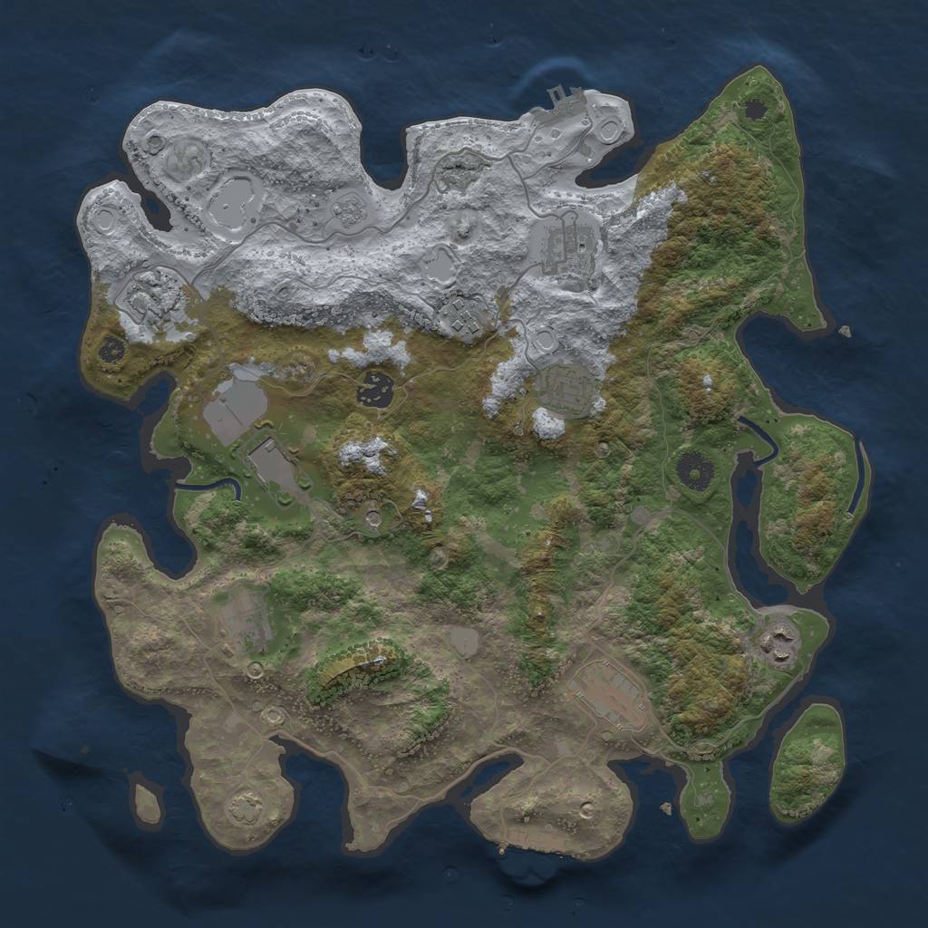 Rust Map: Procedural Map, Size: 3720, Seed: 1612372038, 17 Monuments