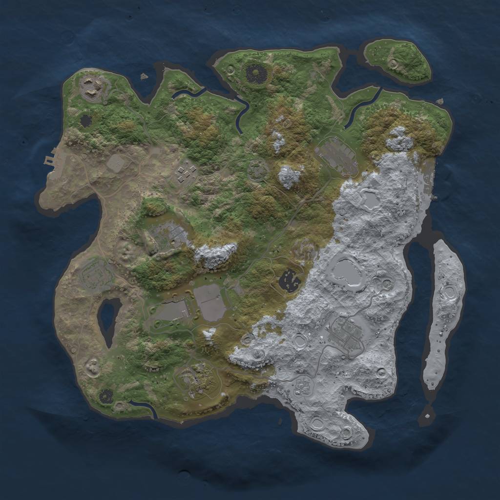 Rust Map: Procedural Map, Size: 3500, Seed: 1913230918, 17 Monuments