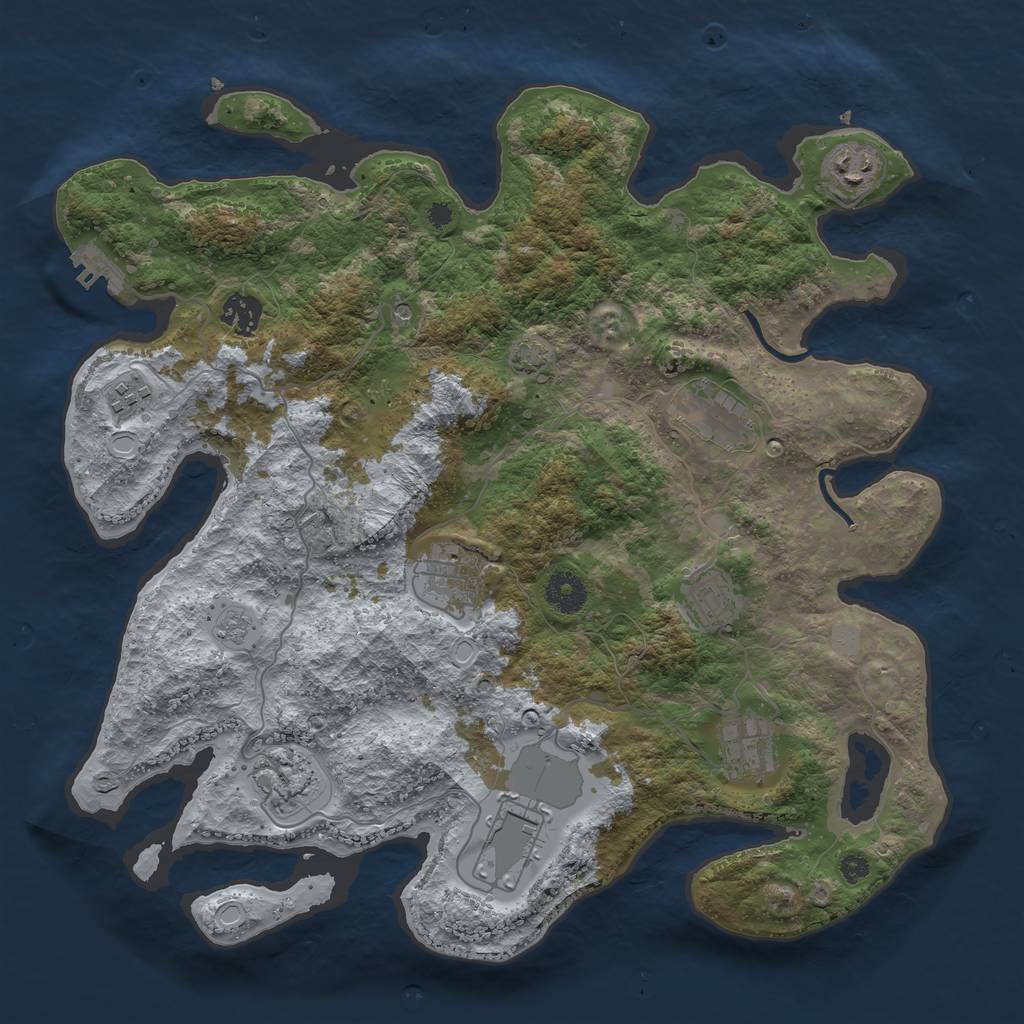 Rust Map: Procedural Map, Size: 3720, Seed: 1360881105, 16 Monuments