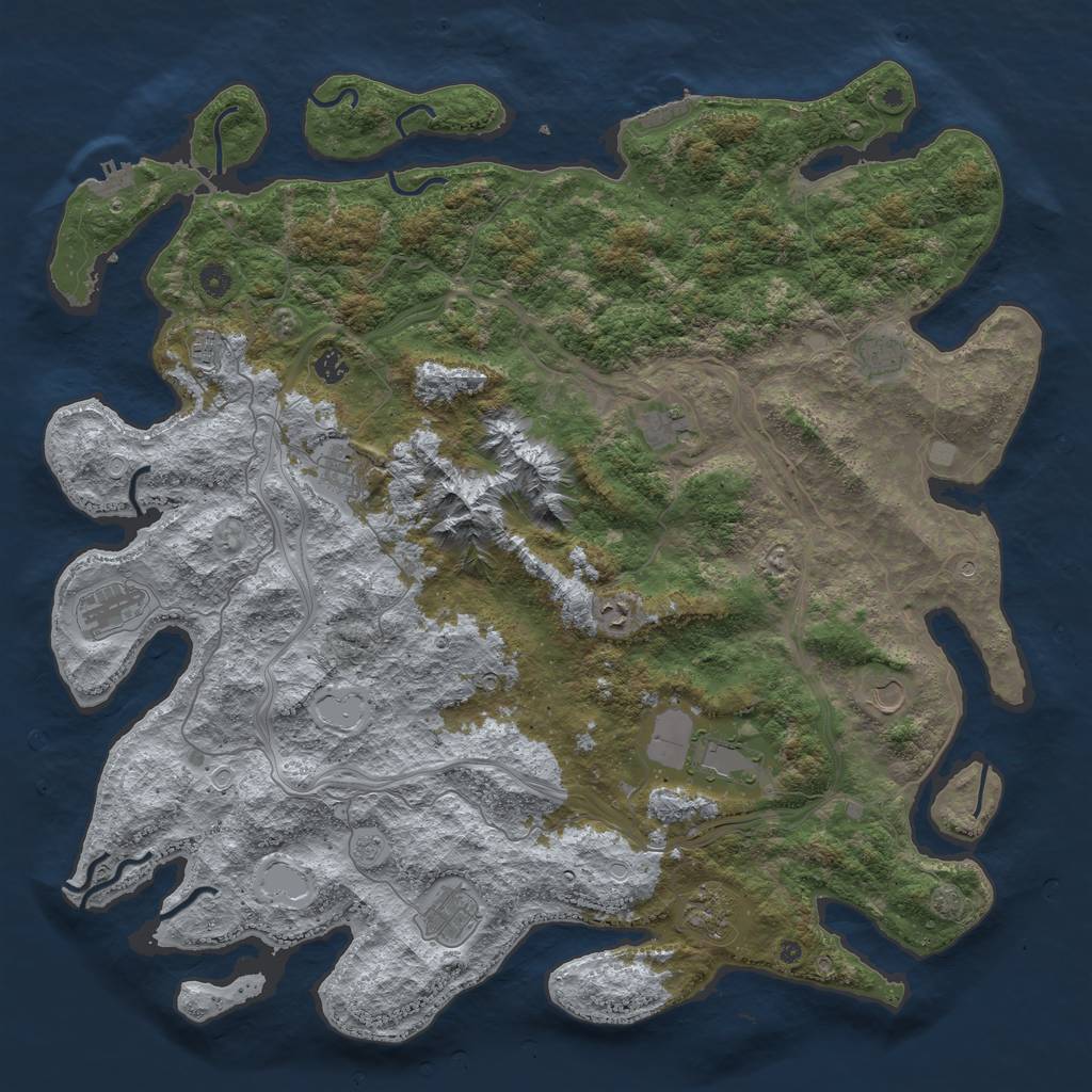 Rust Map: Procedural Map, Size: 5000, Seed: 1360881105, 19 Monuments