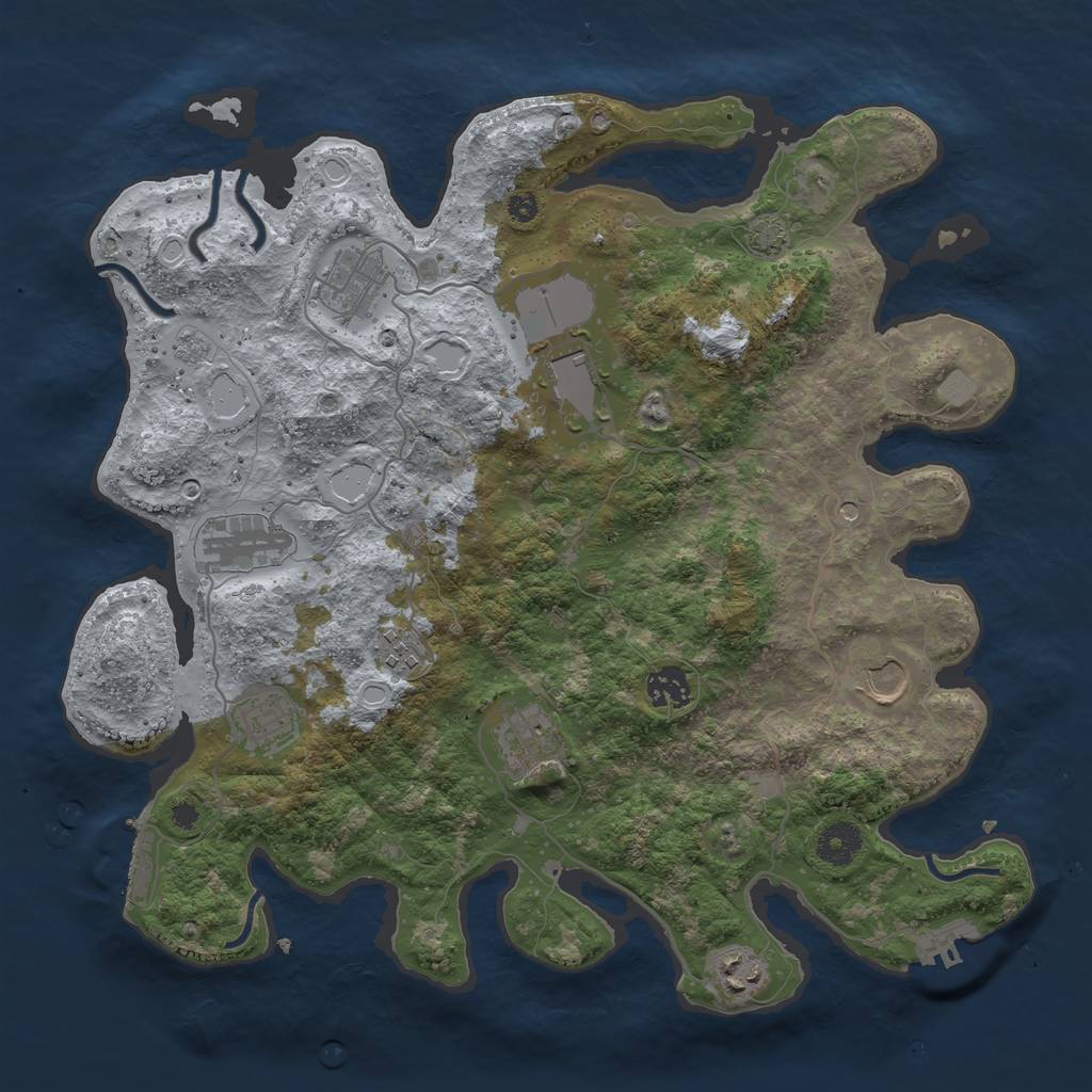 Rust Map: Procedural Map, Size: 3700, Seed: 44950030, 17 Monuments