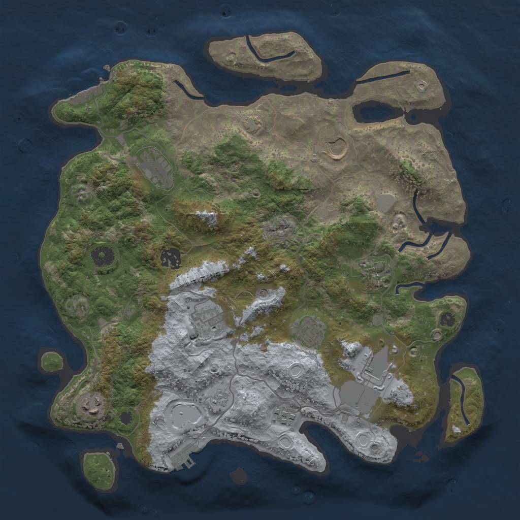 Rust Map: Procedural Map, Size: 3600, Seed: 81200770, 17 Monuments