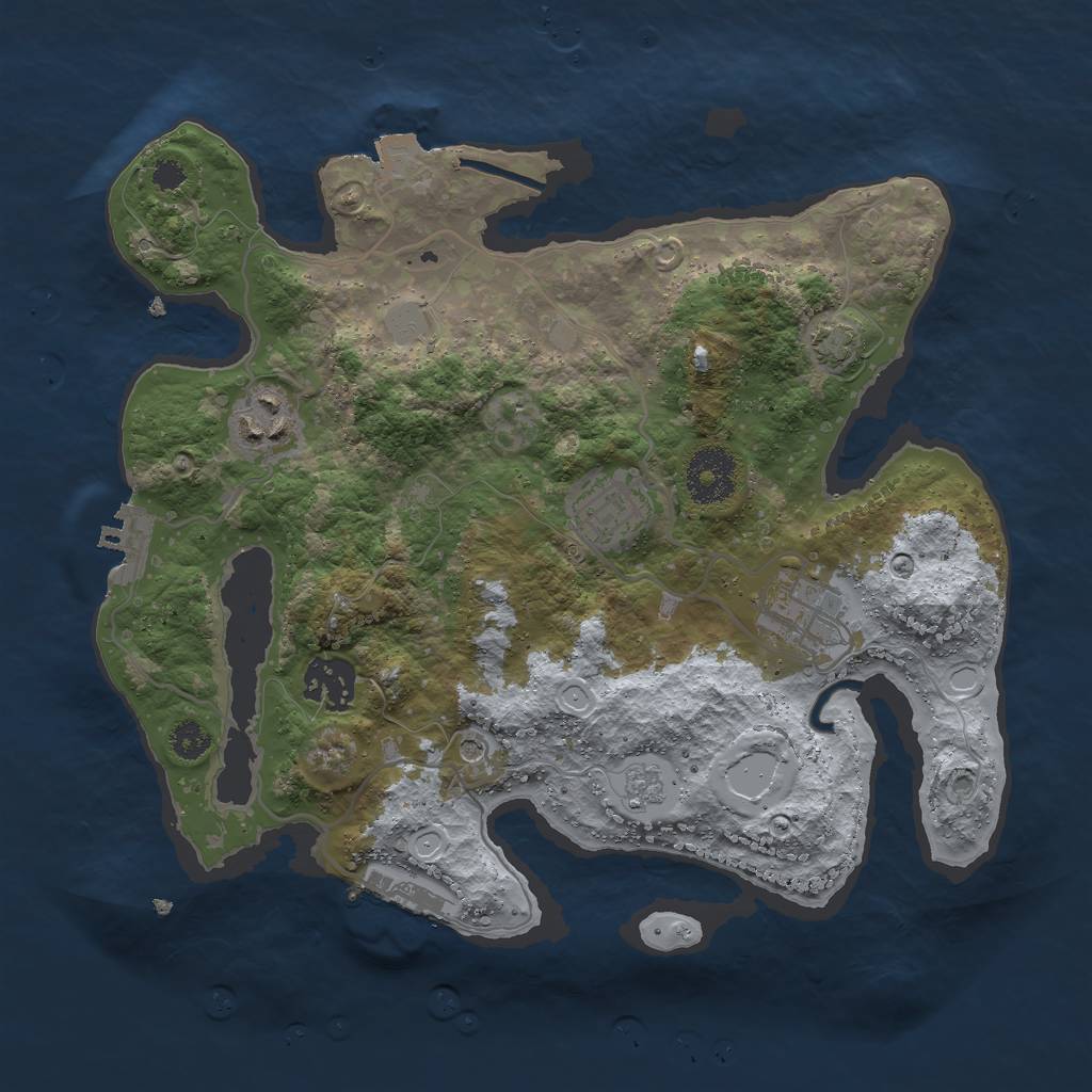 Rust Map: Procedural Map, Size: 3000, Seed: 21968223, 12 Monuments