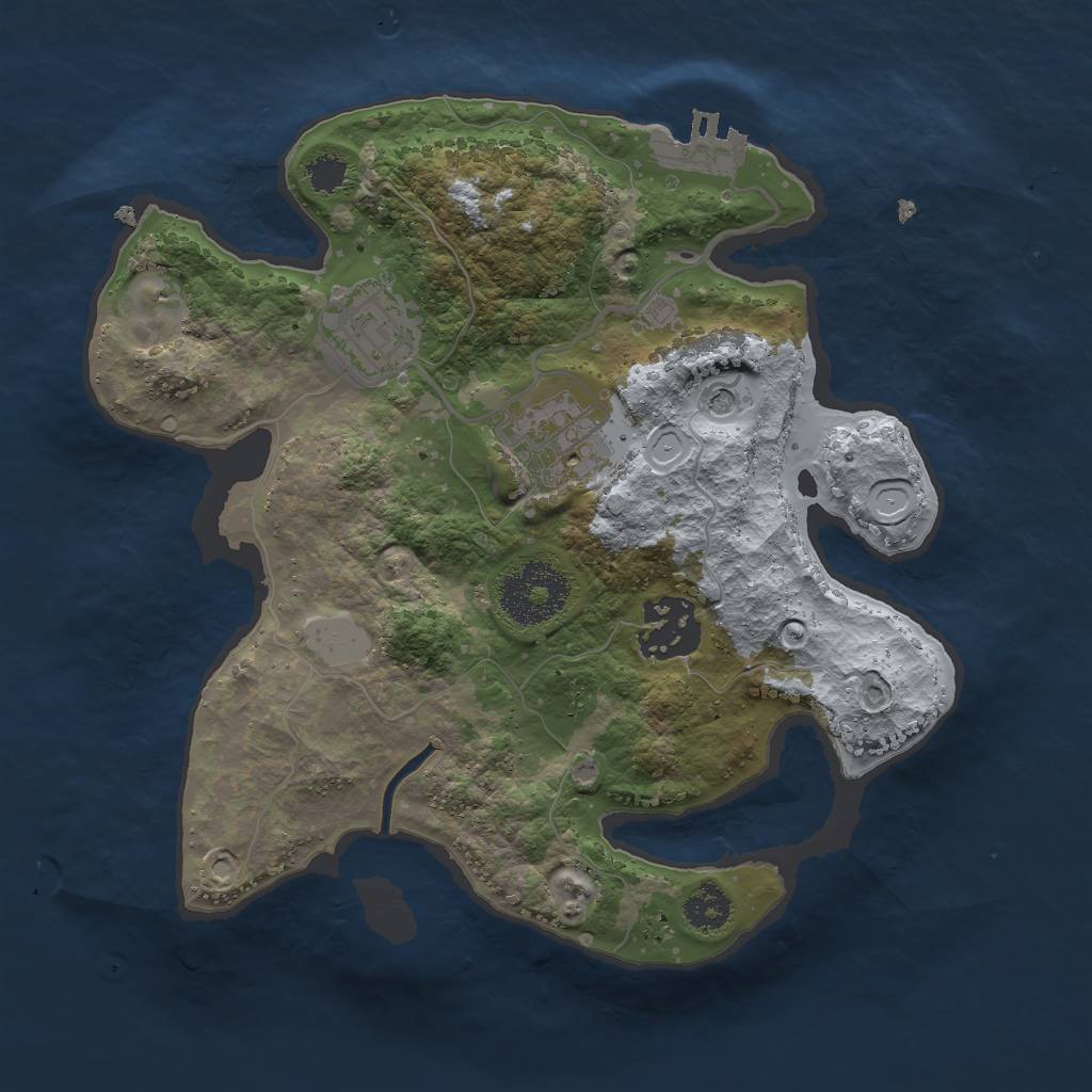 Rust Map: Procedural Map, Size: 2500, Seed: 331944326, 8 Monuments