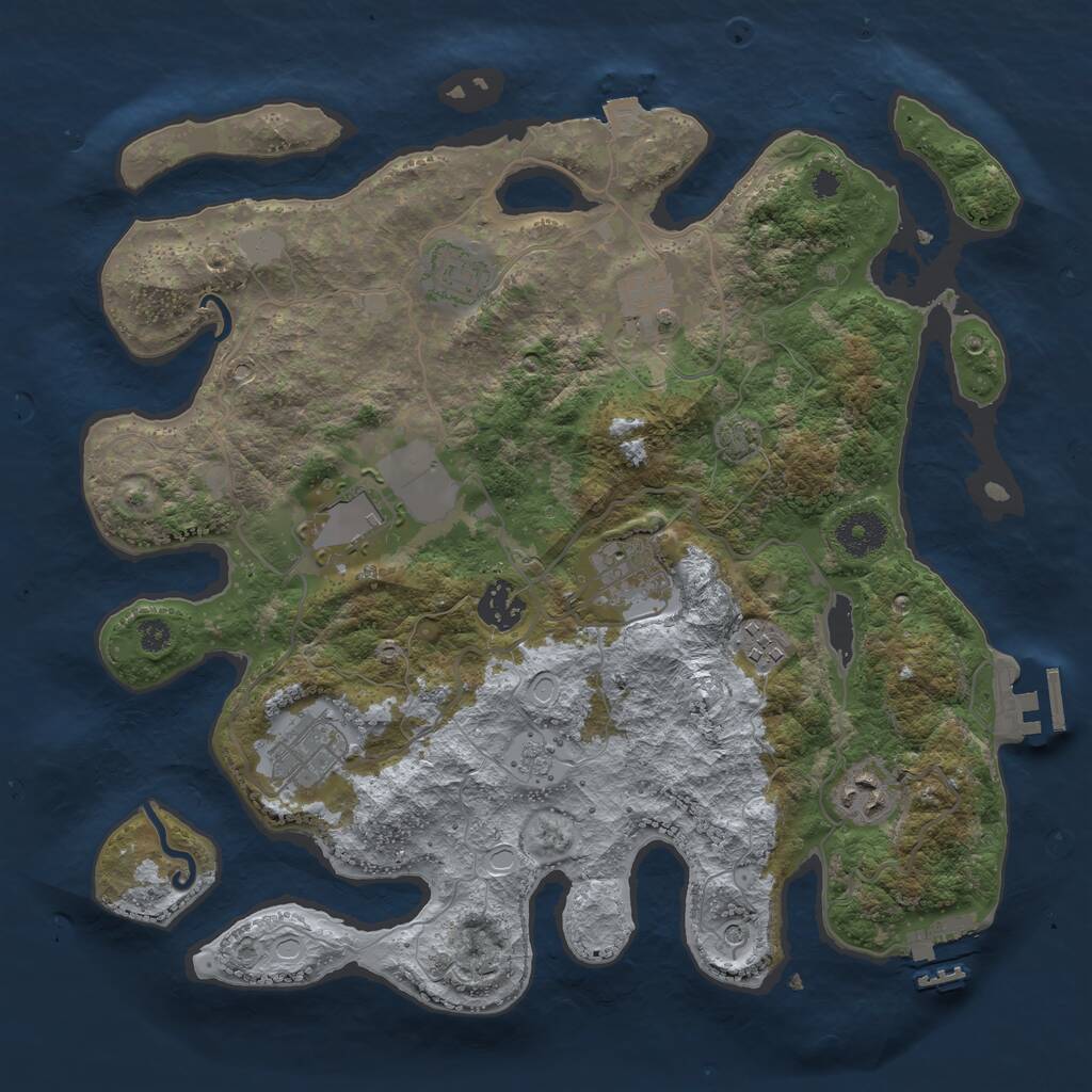 Rust Map: Procedural Map, Size: 3500, Seed: 2086463094, 14 Monuments